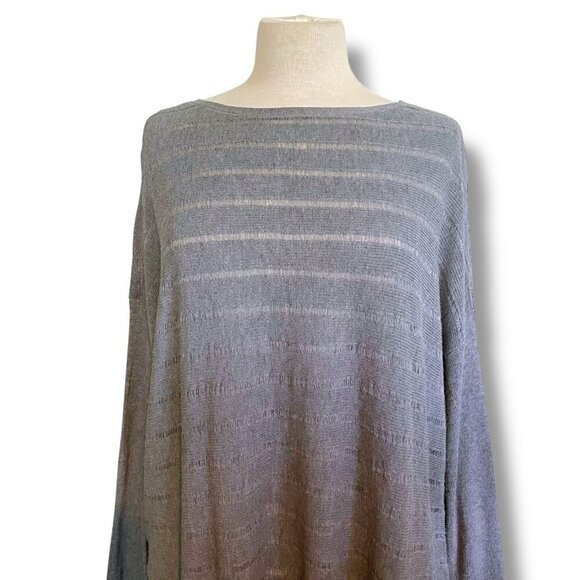 Eileen Fisher Womens Sweater Medium Large Gray Open Knit Minimalist Lagenlook - Picture 2 of 8